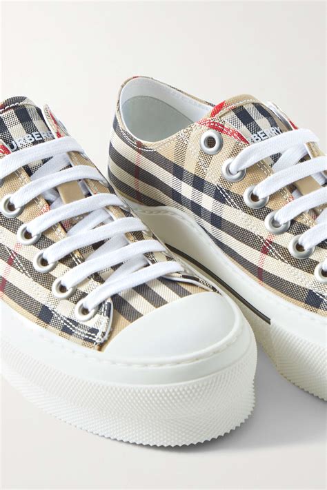 red and white burberry sneakers|burberry checked canvas sneakers.